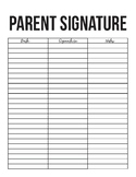 Parent Signature Sheet