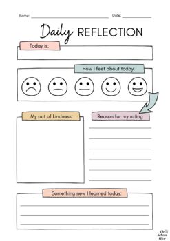 Parent Student Daily Reflection Worksheet by The School Hive | TPT