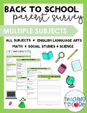 Parent Student Information Sheet for Back to School