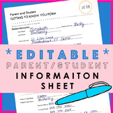 Parent / Student Information and Contact Sheet / Form *EDI