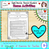 Parent Student Sight Words Home Activities