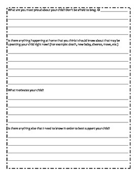 Parent Survey by Bethany King | TPT