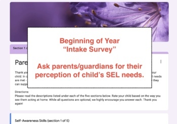Preview of Parent Survey: Child's Social-Emotional Learning Competencies  /  SEL Needs