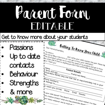 Preview of Parent Survey EDITABLE