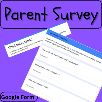 Preview of Parent Survey - Get to Know You