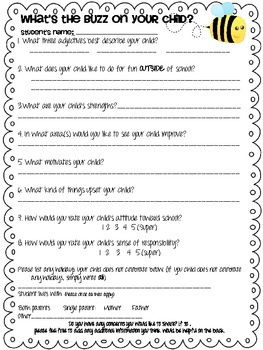 Parent Survey Getting to Know Your Child by Miss Nelson | TpT