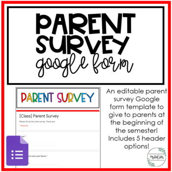 Preview of Parent Survey | Google Form Template | Back To School