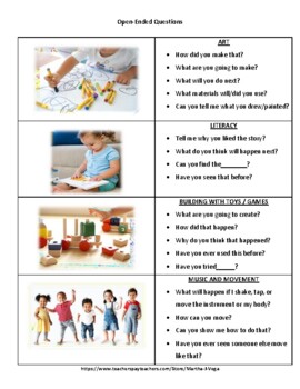 Preview of Activity Open-Ended Questions for Toddlers, Preschoolers & Young Children