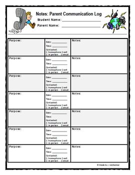 Preview of Parent-Teacher Communication Log and Documentation Sheet