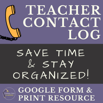 Preview of Parent-Teacher Communication Log for Interventions and Parent Contact