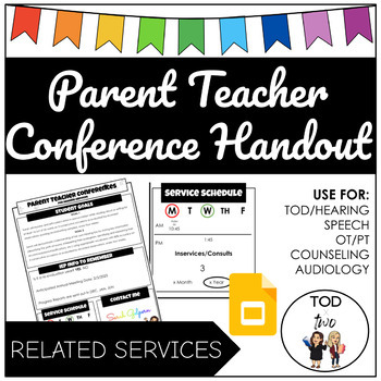 Preview of Parent Teacher Conference/Back to School Handout for Related Services|SPECIAL ED