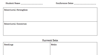 Preview of Parent Teacher Conference Data sheet