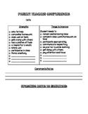 Parent Teacher Conference Editable Form - Glows & Grows