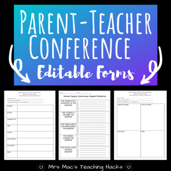 Preview of Parent Teacher Conference Editable Forms