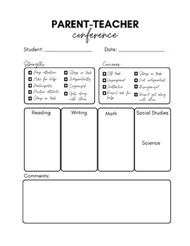 Preview of Parent Teacher Conference Form