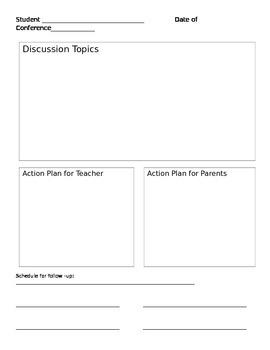 parent teacher conference form template