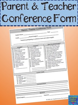 Preview of Parent Teacher Conference Form