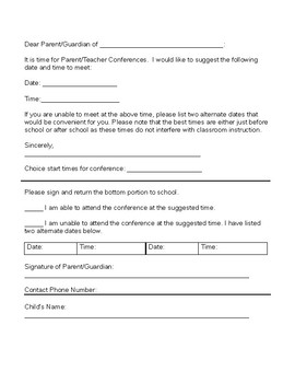 Preview of Parent-Teacher Conference Form