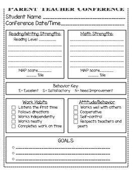 Preview of Parent/Teacher Conference Form