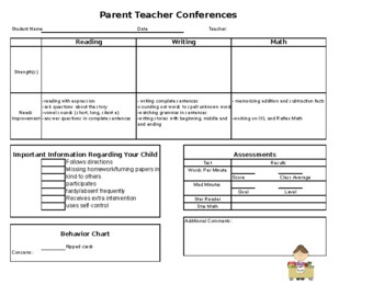 Preview of Parent Teacher Conference Form