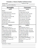 Parent Teacher Conference Form - ENGLISH/SPANISH - Strengt