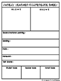 Parent Teacher Conference Form - Elementary Version