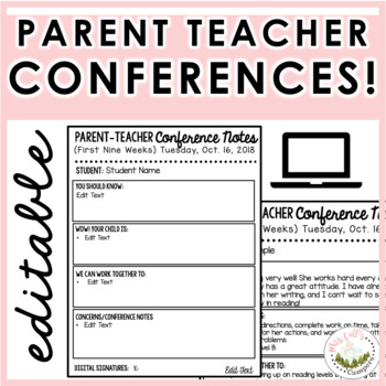 Preview of Parent Teacher Conference Form | FREEBIE | Digital or Print
