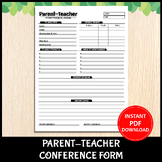 Parent Teacher Conference Form For Teachers | Student Prog