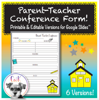 Preview of Parent-Teacher Conference Form for Google Slides™