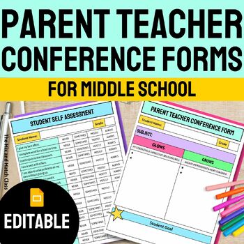 Preview of Parent Teacher Conference Forms EDITABLE Middle School 