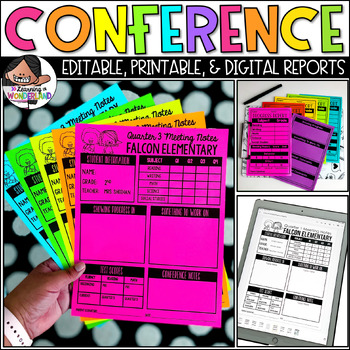 Preview of Parent Teacher Conference Forms | Editable Progress Report | Digital & Printable