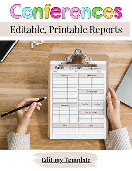 Preview of Parent Teacher Conference Forms| Editable Progress Report Template