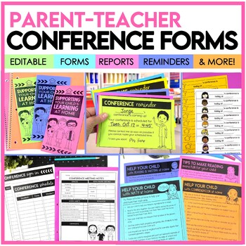 Preview of Parent Teacher Conference Forms, Editable Reports, Reminders, Scripts & Sign Up