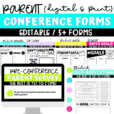 DIGITAL & PRINT Parent Teacher Conference Forms | EDITABLE