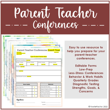 Preview of Parent Teacher Conference Forms (Editable Templates) - Middle/High School