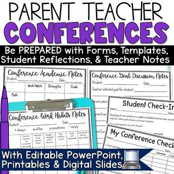 Preview of Parent Teacher Conference Forms Editable with Sign Up Sheet and Templates