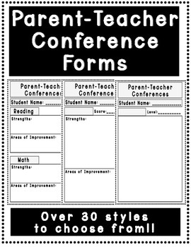 Preview of Parent Teacher Conference Forms Pack-Over 30 Styles To Choose From!!