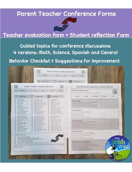 Preview of Parent Teacher Conference Handout- 4 Versions + Student Reflection