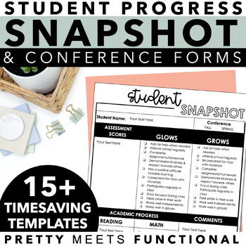 Preview of Parent Teacher Conference Forms and Student Portfolio - Editable