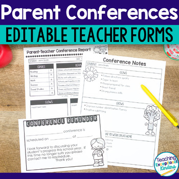 Preview of Parent Teacher Conference Forms with Glow and Grow Templates Editable