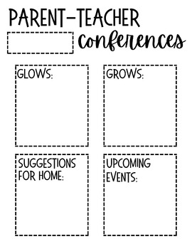 Preview of Parent Teacher Conference Glows and Grows
