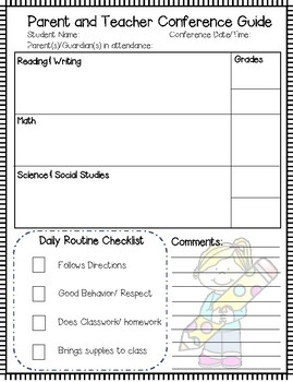 Parent/Teacher Conference Guide by ForeverPrimary | TPT