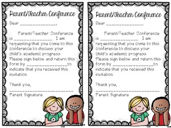 Parent Teacher Conference Invitation by Traveling Guybrarian | TpT