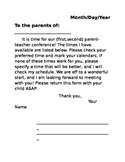 parent teacher conference email