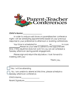 Parent/Teacher Conference Letter by Danielle franzese | TPT