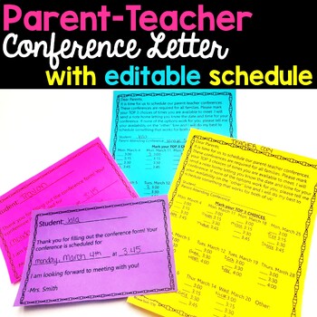 Preview of Parent Teacher Conference Form Sign Up Sheet Letter Editable Schedule