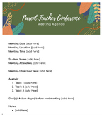 Parent Teacher Conference Meeting Agenda