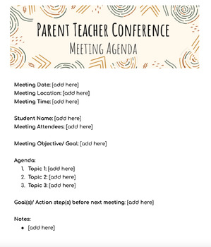 Preview of Parent Teacher Conference Meeting Agenda Template