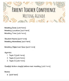 Parent Teacher Conference Meeting Agenda Template