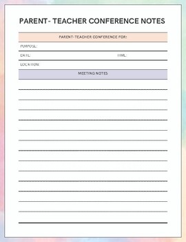 Preview of Parent- Teacher Conference Note Sheet
